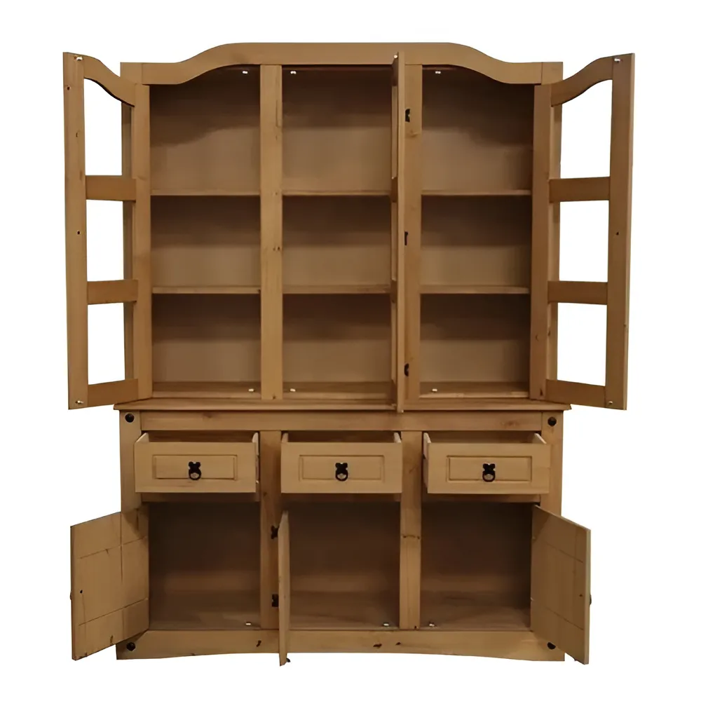 Aparador Cristalero Modular Linea Mexicana Madera Maciza Lustrado