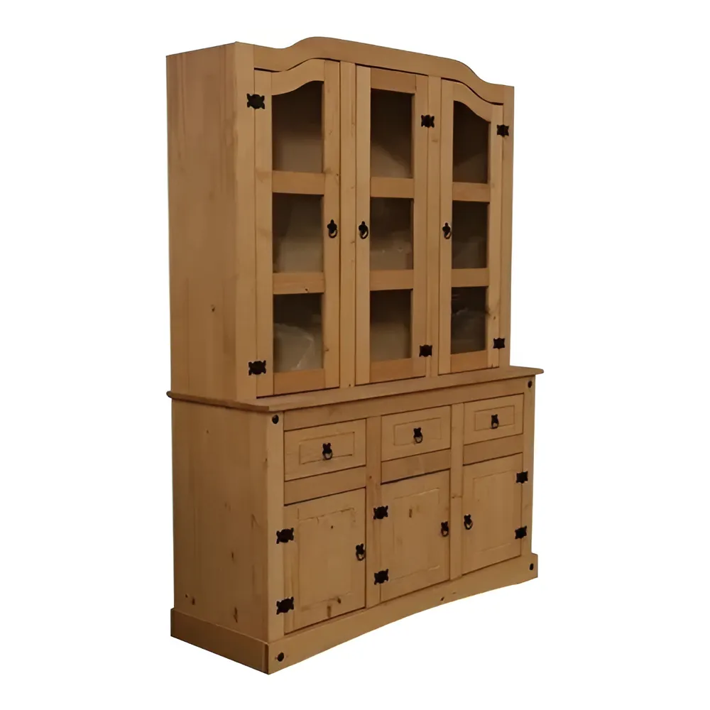 Aparador Cristalero Modular Linea Mexicana Madera Maciza Lustrado