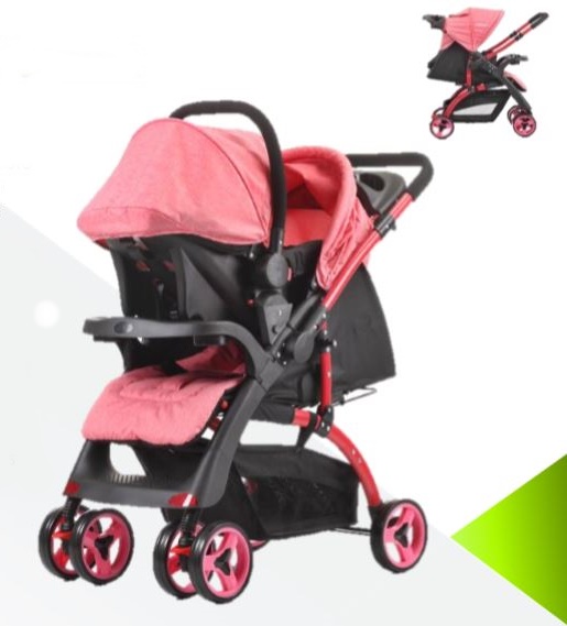 Coche de bebe con Silla Para auto en Rojo